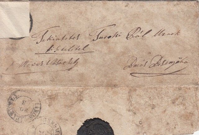 54-743 cca 1860 Kis alaku levélboríték viaszpecséttel "Buzás Besenyő"-"Maros Vásárhely"