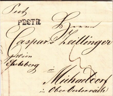 54-1240 1840 Portós levél "PESTH" - Ebelsberg