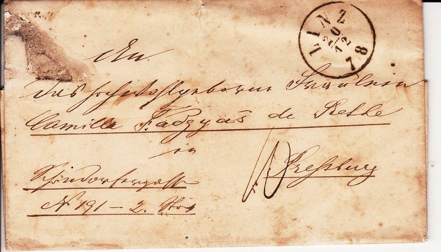 54-1243 1866 Portós levél "LINZ" - "Pressburg" / tartalommal