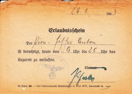 54-1257 1943 Kórházi szabadség jegy