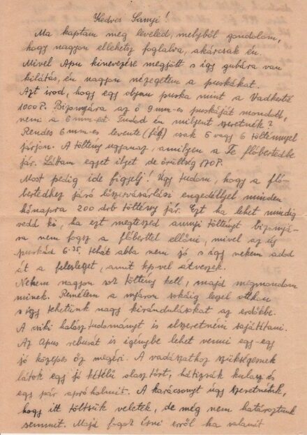 54-1278 1941 Levél puska és lőszer megvásárlásra