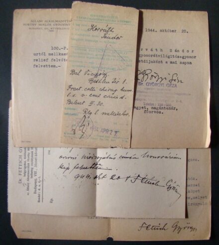 54-360 1944-1954 4db Orvosi papír, neves Budapesti orvosok aláírásával