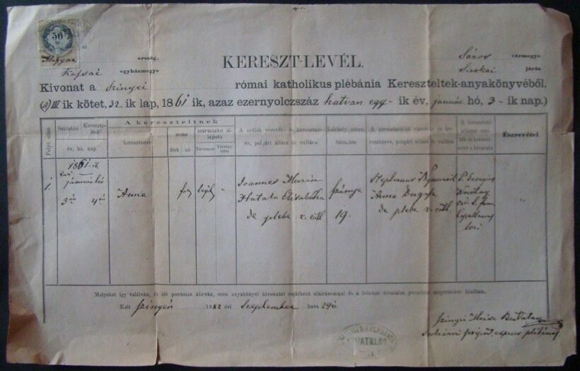 54-41 1882 Keresztlevél 50kr bélyeggel