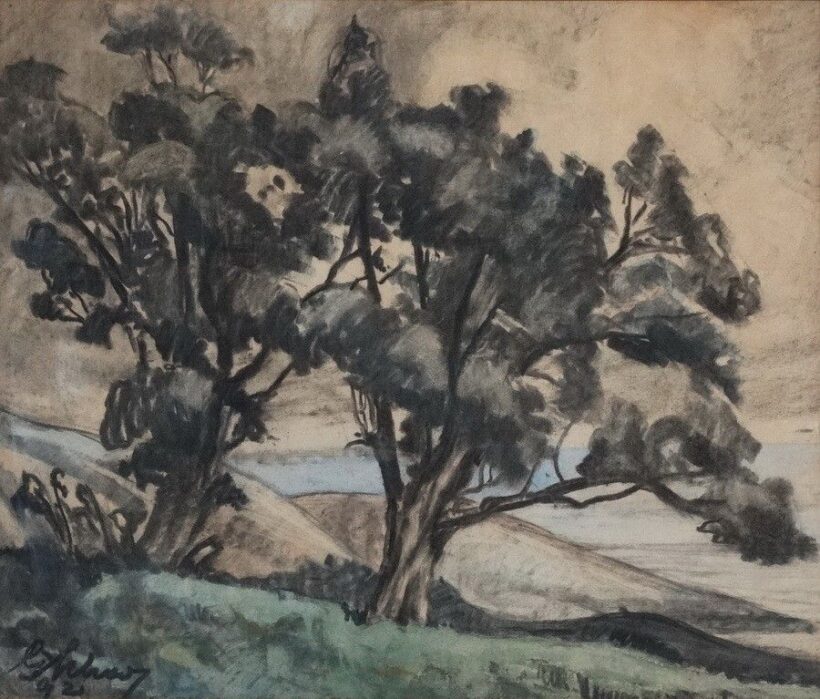 Olvashatatlan jelzéssel: Fák a vízparton, 1921