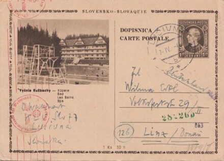 55-672 1944. Cenzurált levelező lap Szlovéniából Ausztriába.