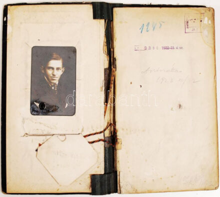 1920 Leckekönyv és diploma a Budapesti Pázmány Péter Tudomány-egyetem jog és államtudományi karáról.számos neves jogász aláírással: Angyal Pál, Zachár Gyula, Szladits Károly, Timon Ákos, stb