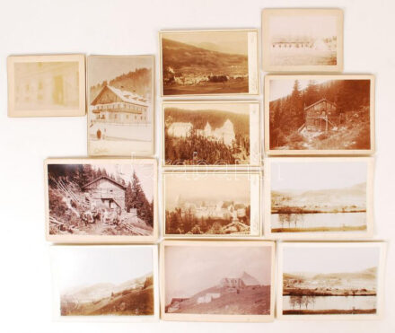 cca 1880-1900 Ausztriai kistelepülések 12 db keményhátú fotó / cca 1890-1900 Austrian small places. Villages, towns 12 photos 12x18 cm