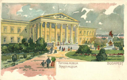 Budapest VIII. Nemzeti Múzeum 'Bruchsteiner és fia' litho (EK)