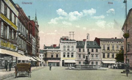Gliwice, Gleiwitz; Ring, Rynek / main square, shops (fl)