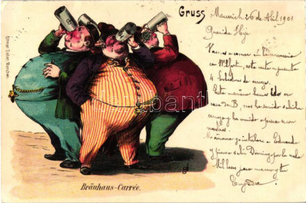 Bräuhaus-Carrée / beer, humour, Ottmar Zieher litho