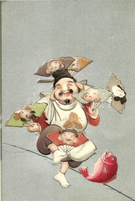 Japanese folklore, humour, Emb. litho