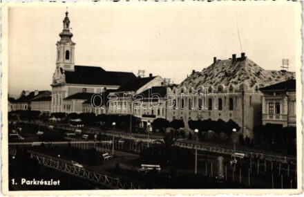 Máramarossziget, park, bank / park, bank, automobile (EK)