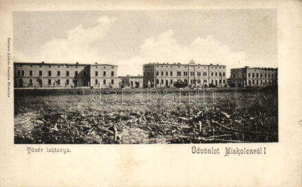 Miskolc, Tüzér laktanya, villamos; kiadja Gedeon András (kis szakadás / small tear)