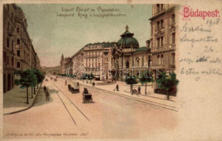 Budapest XIII. Lipót körút és Vígszínház litho (EK)