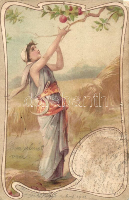 Art Nouveau lady, litho (pinholes)