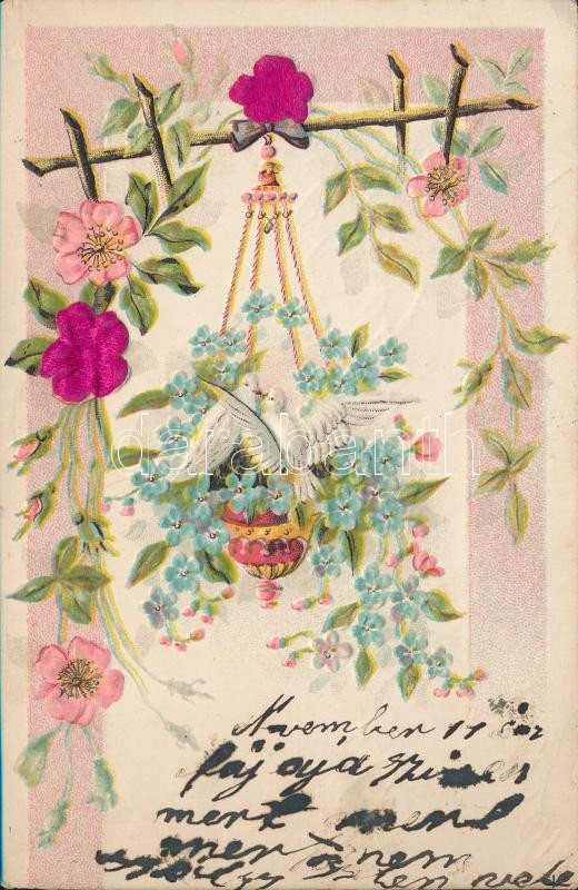 Floral greeting card, Emb. litho silk card (EK)