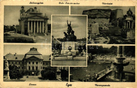 Eger, Dobó István szobor, Versenyuszoda, Líceum (EK)