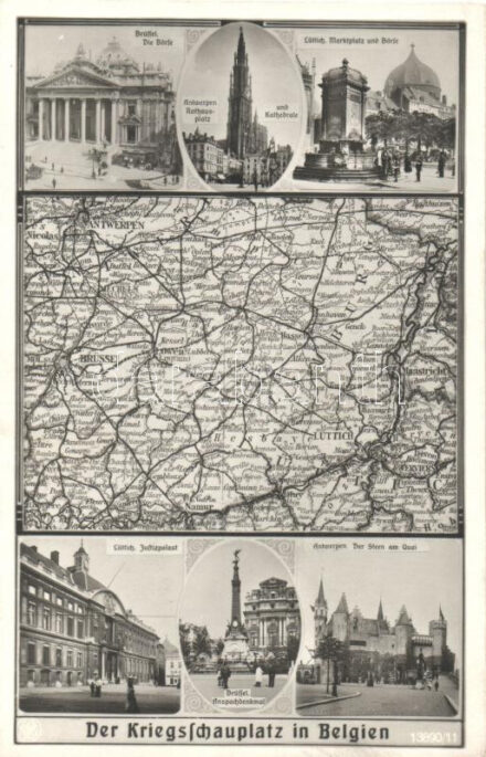 Der Kriegsschauplatz in Belgien / The theaters of war in Belgium, map