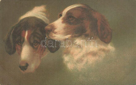 Dogs, Wenau-Pastell Postkarte No. 943. litho