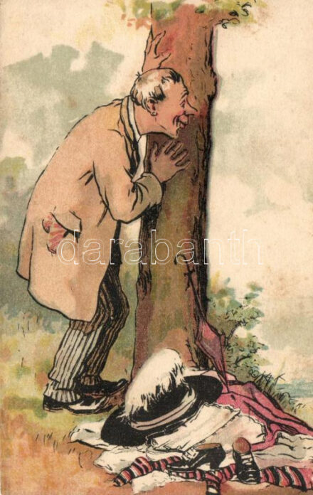 Peeping man, humour, J.S.u.Co.M. Nr. 943. litho (EK)