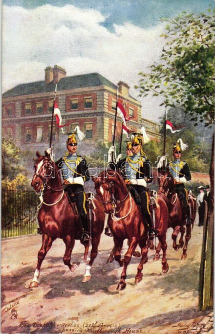21st Lancers; Raphael Tuck & Sons Oilette 'Military in London' Series III. 9081. s: Harry Payne