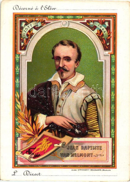Jean Baptiste Van Helmont, 'Décerné a l'Eleve / student's award card, litho (non PC)