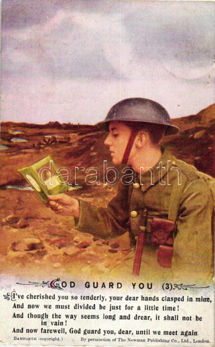 God Guard You. British soldier, romantic postcard