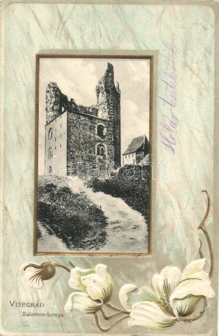 Visegrád, Salamon torony, floral Emb. litho (fa)