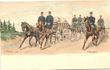 Trängen / Swedish military art postcard, Axel Eliassons Konstförlag litho s: G. Bagge