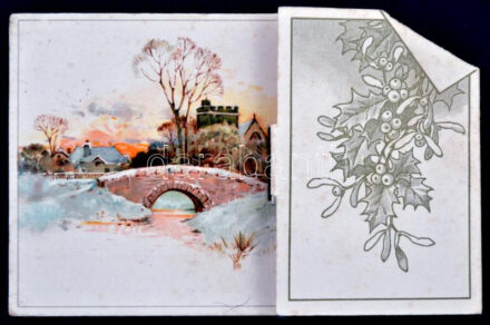 Kihajthatós térhatású újévi üdvözlő lap / New Year, Albrecht Dürer Serie 8. No. 4. litho, folding card with 3D effect (fa)