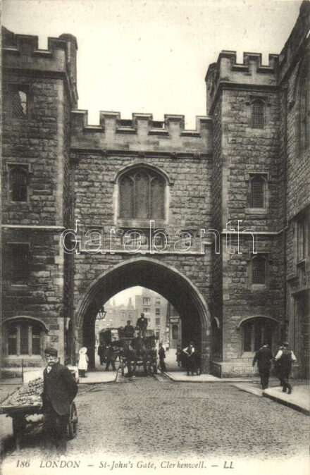 London, St. John's Gate, Clerkwell, horse carriage, fruit vendor