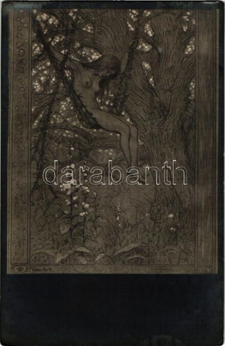 Lianenschaukel / Erotic nude art postcard s: Fidus
