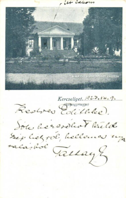 Kercseliget, Maár Gyula kastélya; hátoldalon a Kercseligeti téglagyár reklámja