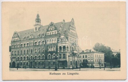 Legnica, Liegnitz; Rathaus. Römmler'sche Orientierungskarte / town hall, folding card with map of the town