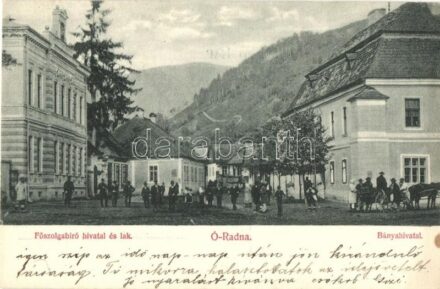 Óradna, Alt-Rodna, Rodna; Főszolgabírói hivatal és lak, bányahivatal. Karácsonyi János kiadása / judge's home, court, mine office