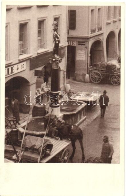 Salzburg, Strassenbild, Denkmal / street view with monument and carriages, photo