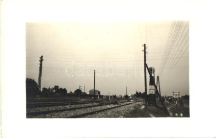 Eger, Vasútállomás, baleset, elütött lovaskocsi és ló a síneken, photo