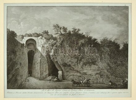 A Crypta Neapolitana látképe, rézmetszet, papír, paszpartuban, 29×39 cm