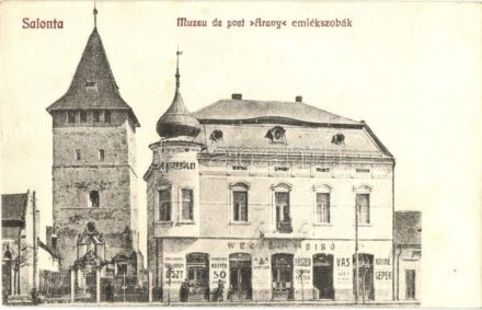 Nagyszalonta, Salonta; Muzeu de poet Arany / Arany János emlék-egyesület, emlékszobák, Wessely és Biró üzlete. Döme Károly kiadása / relic museum, shop