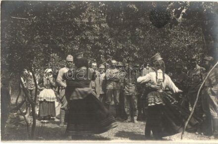 K.u.K. katonák hölgyekkel táncolnak / Austro-Hungarian soldiers dancing with local ladies. photo