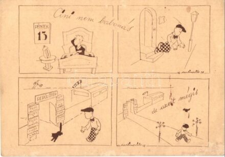 Cini nem babonás... de azért mégis. Humoros magyar képeslap a légierőről / WWII Hungarian airforce humor s: Martinovits (kopott sarok / worn corner)