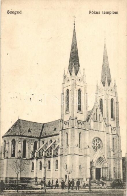 Szeged, Rókus templom + Svájci portó pecsét a hátoldalon