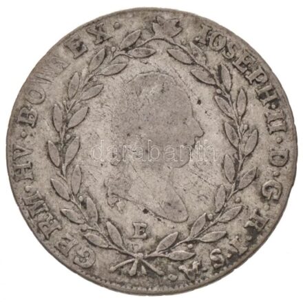1784E 20kr Ag 'II. József' Gyulafehérvár (6,58g) T:2-,3 patina / Hungary 1784E 20 Kreuzer Ag 'Joseph II' Alba Iulia (6,58g) C:VF,F patina Huszár: 1881., Unger III.: 1329.b