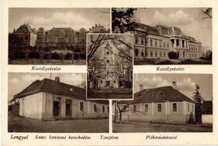 Lengyel, Gróf Apponyi kastély, templom, plébániahivatal, Szüts Istvánné üzlete és saját kiadása, Szüts István felvételei