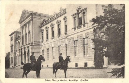 Újszász, Báró Orczy Andor kastély, a báró család tagjai lovaglás előtt (EK)