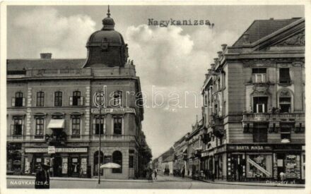 Nagykanizsa, Csengery út, Fonciere Általános Biztosító, Barta Miksa üzlete, automobil