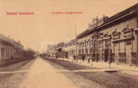 Orosháza, Erzsébet királyné útja, Takarékpénztár, Pless N. üzlete. W. L. 1522.