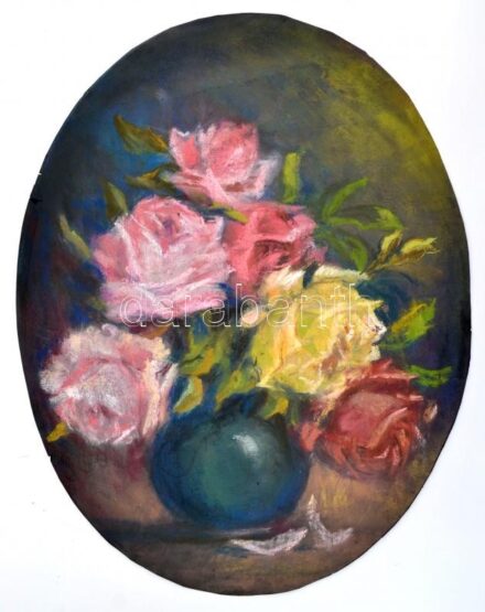 Jelzés nélkül: Virágcsendélet. Pasztell, papír, 45×35 cm