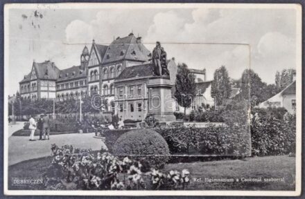 Debrecen, Református főgimnázium, Csokonai szobor. leporellolap