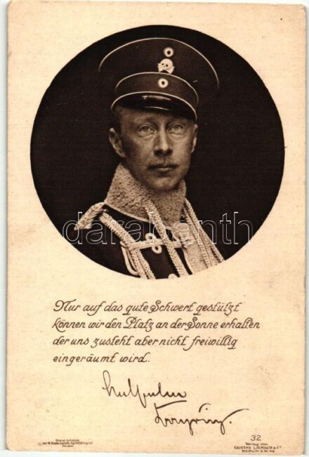 Wilhelm, German Crown Prince. Verlag von Gustav Liersch & Co. Berlin